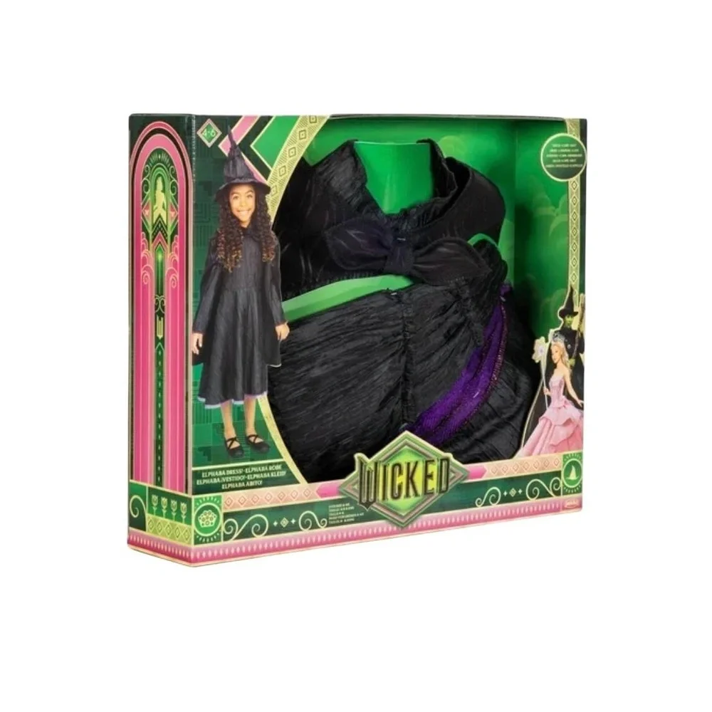 Wicked Elphaba Costume Girls Black Purple‎ Witch Dress Up Movie Inspired